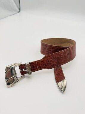 Neiman Marcus Brown Embossed Leather Western Belt